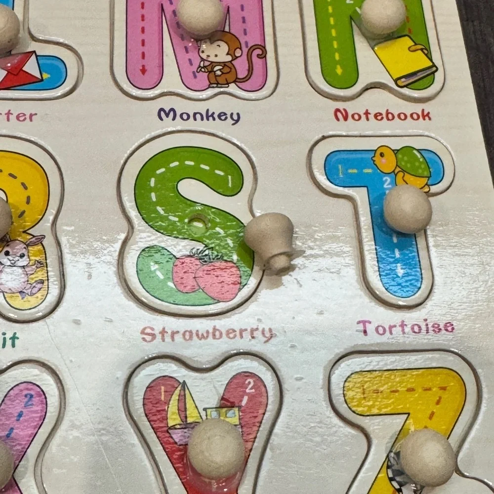 Alphabet Peg Puzzle Board for Kids - Multicolor Toddler Baby